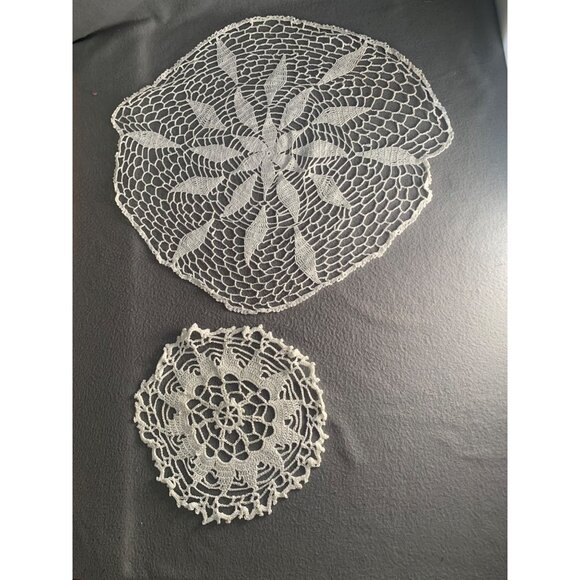 Handmade Crochet Lace Doily Set of 2 - Picture 7 of 8